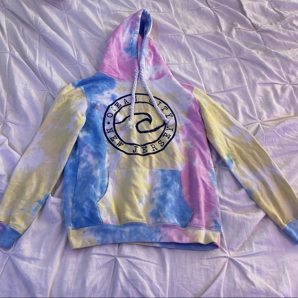 Tie dye Ocean City sweatshirt.
